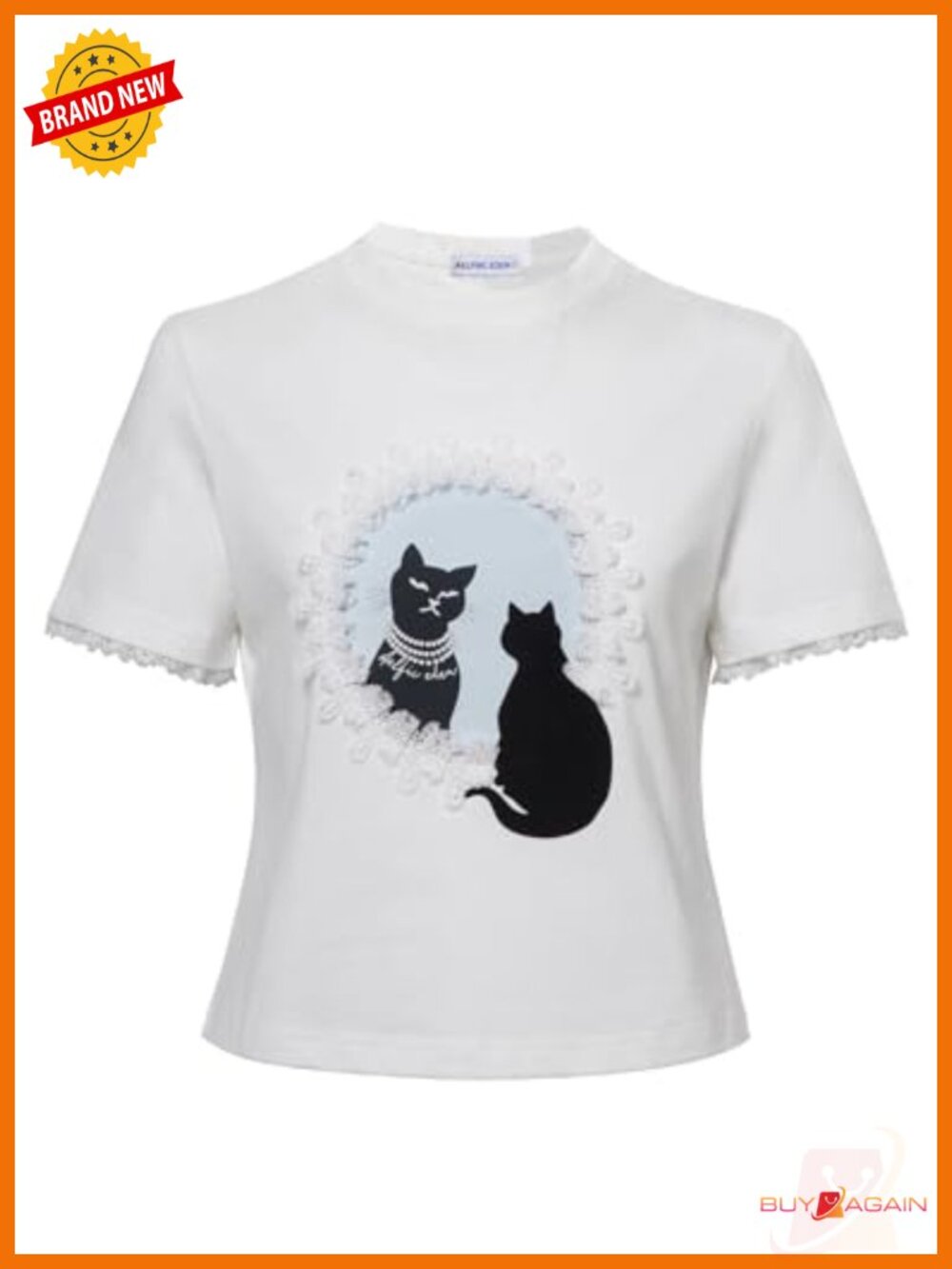 Y2K Cat Graphic Slim Fit Crop Tee - Grunge Short Sleeve Shirt